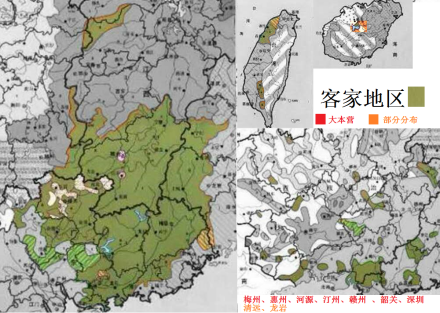 客家语分布图 客家语分布图