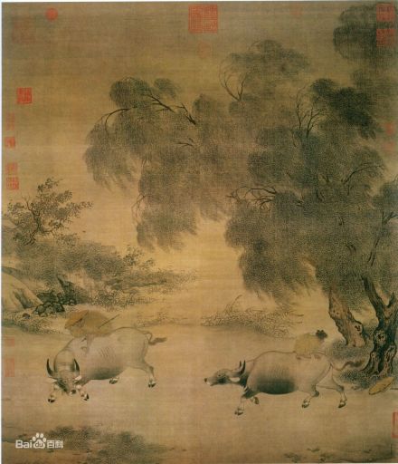 南宋 李迪《风雨归牧图》