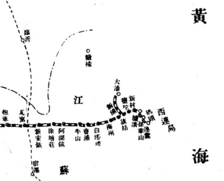 《陇海铁路旅行指南》中的陇海线东段线路图