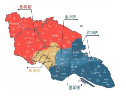 南通地区方言分布概图