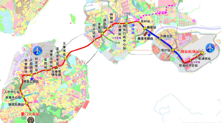 厦门地铁3号线一期、二期线路图