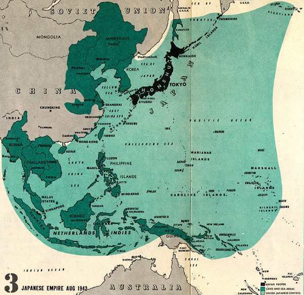 二战时期日本帝国扩张最大范围
