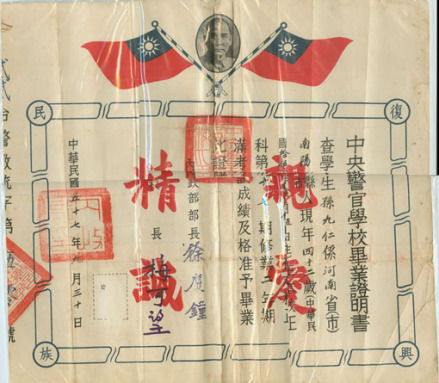 国民党军官学校的毕业证明书