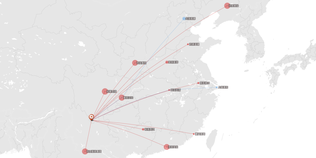 攀枝花保安营机场2020年夏秋航季示意图