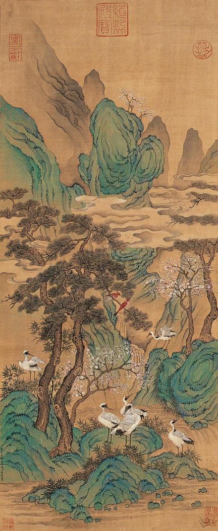 青山白鹤图