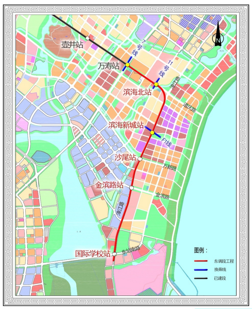 福州地铁6号线东调段工程走向示意图