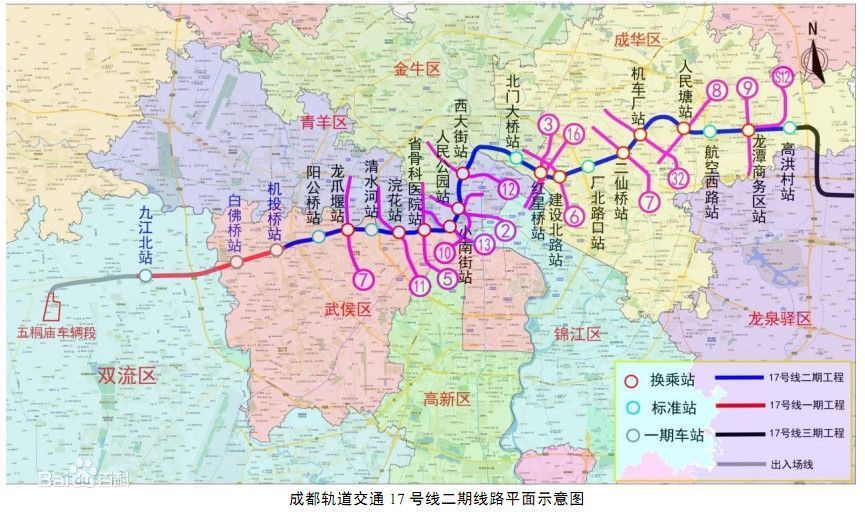 成都地铁17号线二期平面示意图