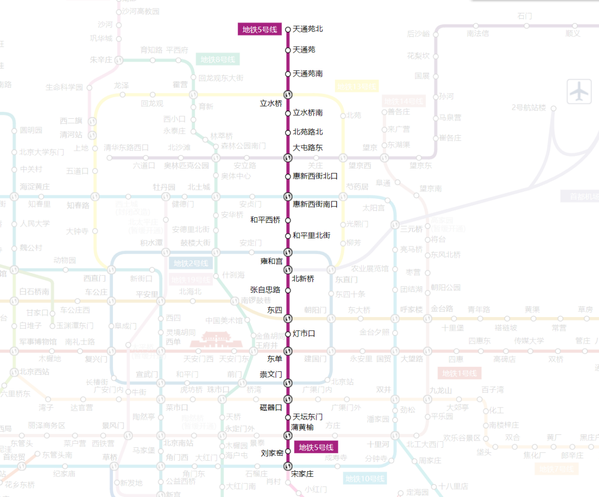 北京地铁5号线线路图