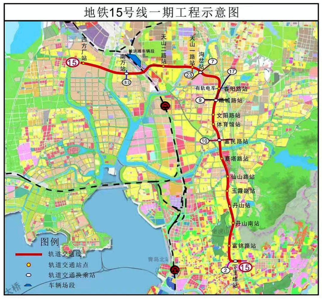 青岛地铁15号线一期工程示意图 