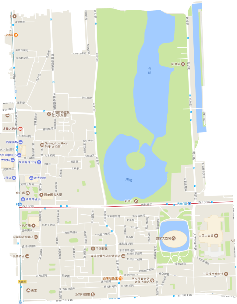 西长安街街道电子交通路线图