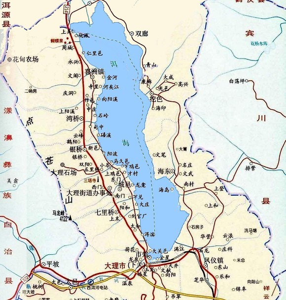 洱海湖体位置境域