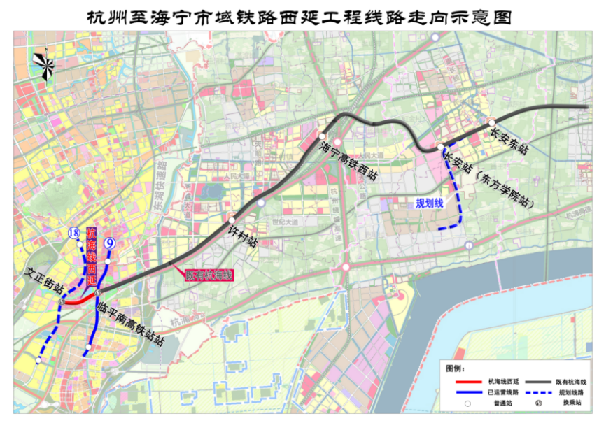 杭州至海宁市域铁路西延工程示意图 