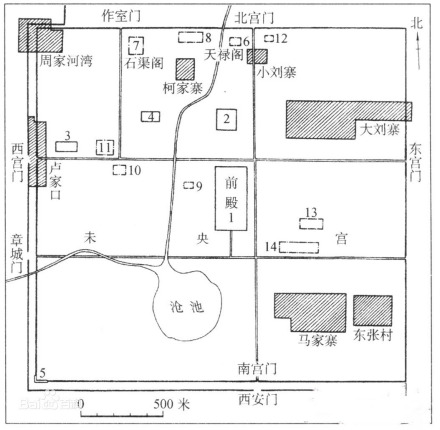 汉长安城未央宫遗址勘探平面图