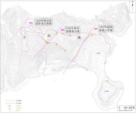 宋代白帝城布局及变迁过程推测图