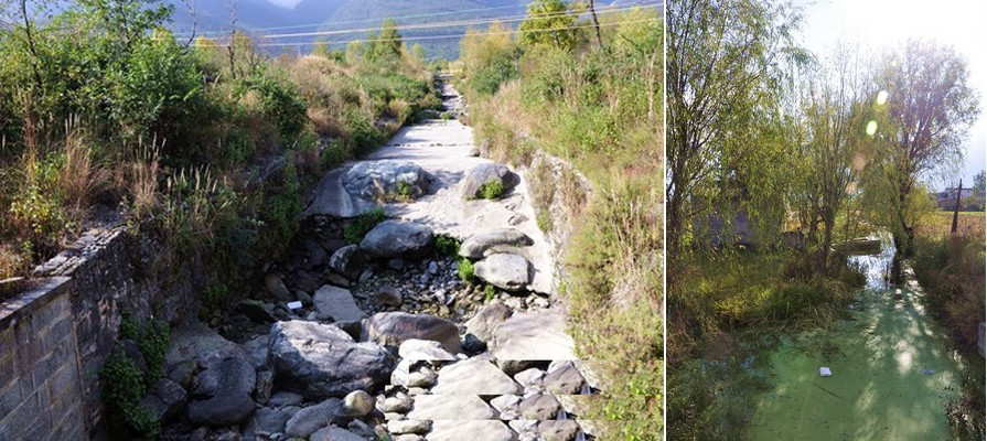 隐仙溪上游河道及入海口