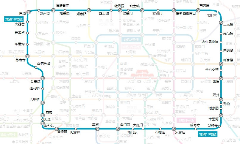 北京地铁10号线线路走向图