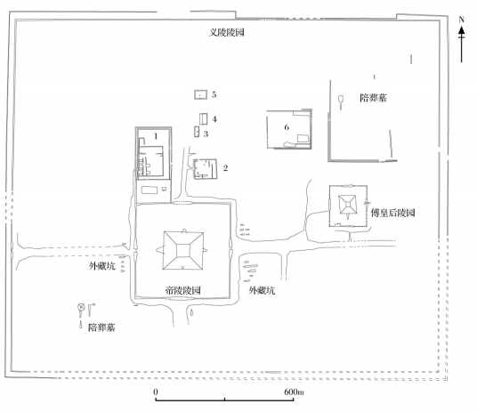义陵陵园平面分布图