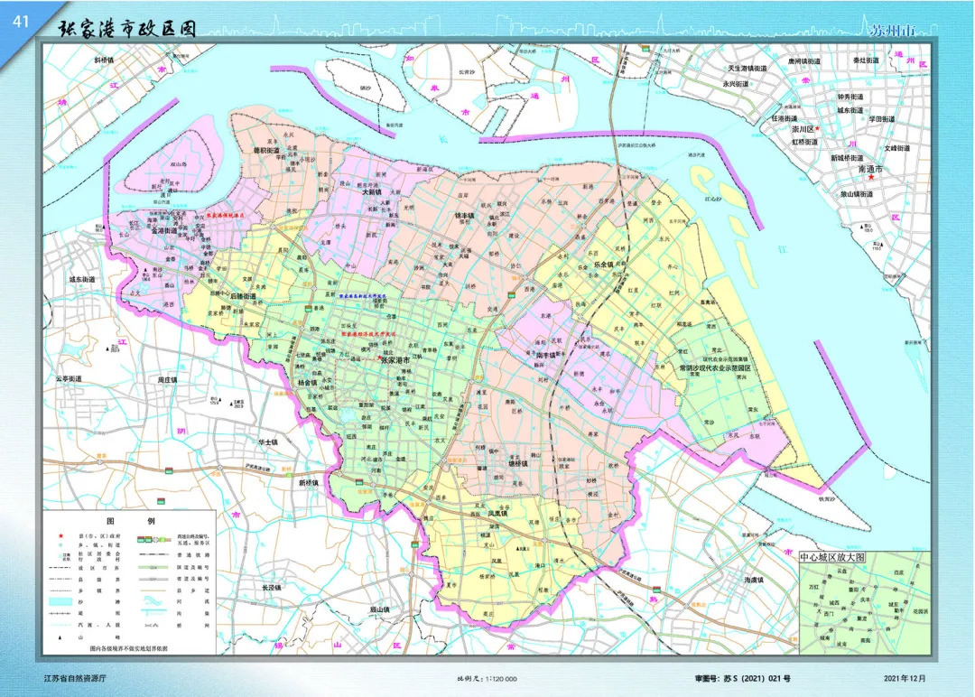 张家港市政区图 