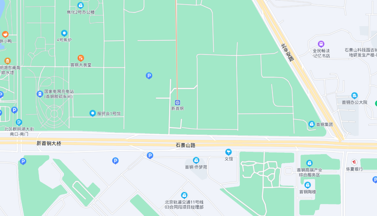 新首钢站车站周边示意图（截至2022年9月）