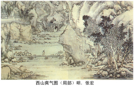 明代 张宏《西山爽气图》局部