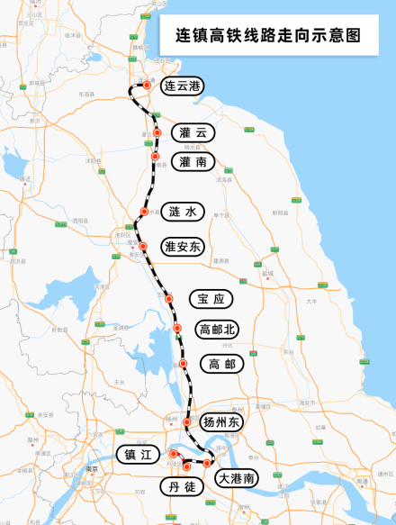 连镇高速铁路线路走向示意图  中国铁路上海局 殷超 制图