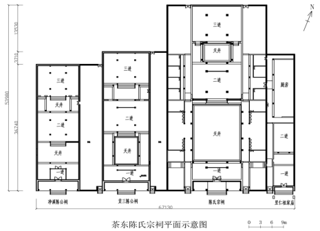 茶东陈氏宗祠群平面图