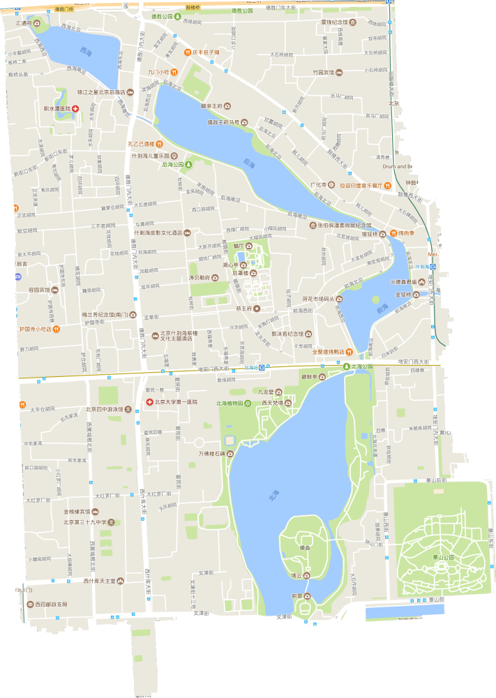 什刹海街道电子地形图