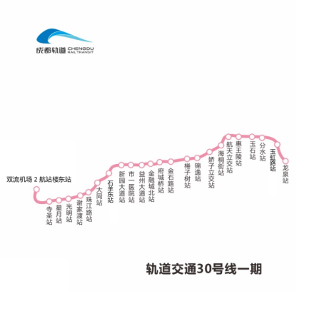 成都地铁30号线一期走向图 