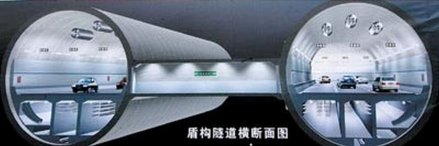 南京应天大街长江隧道横断面效果图