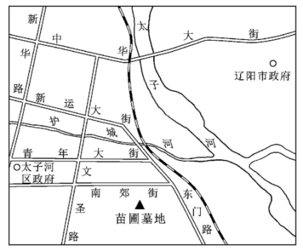 辽阳苗圃汉墓群位置图