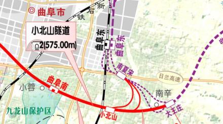 曲阜东站附近联络线走向图