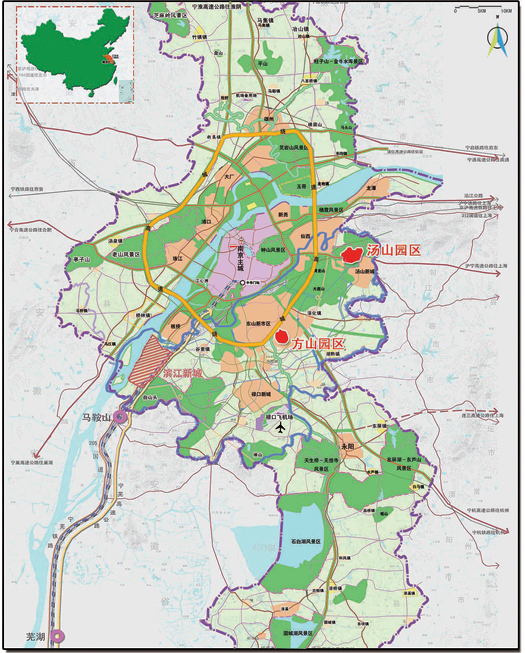 江苏江宁汤山方山国家地质公园在南京市的地理位置 