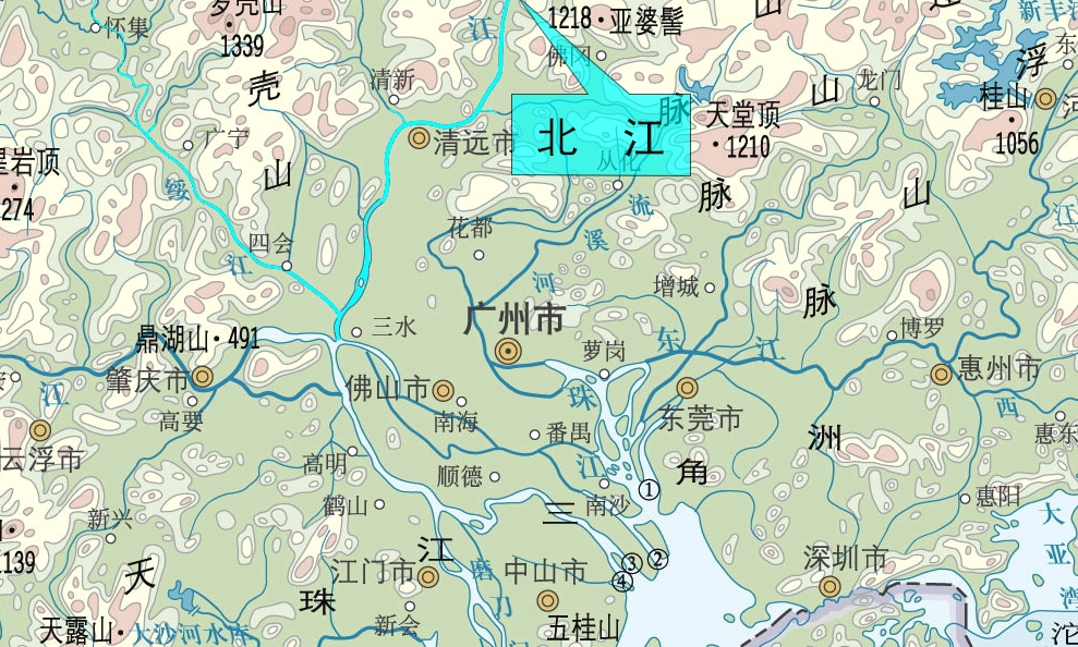 北江干流及支流分布