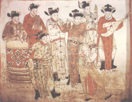 张匡正墓前室西壁壁画散乐图