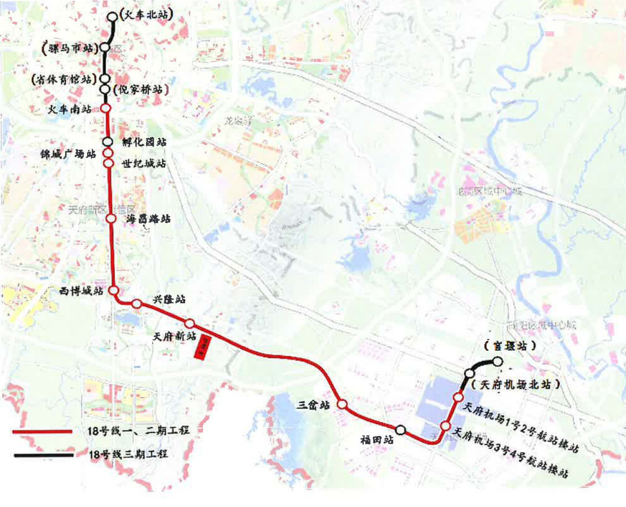 成都地铁18号线线路走向示意图