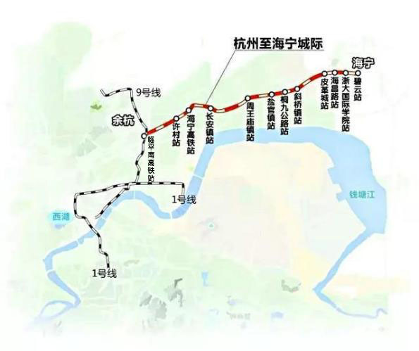 杭海城际线路走向示意图