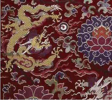 清·红地云龙妆花缎（传世品）