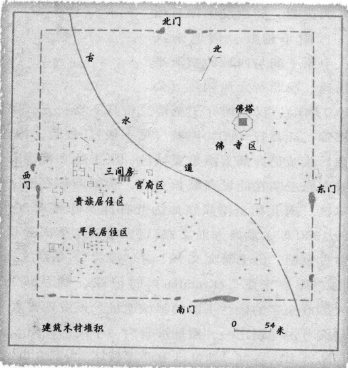 楼兰故城遗址平面示意图