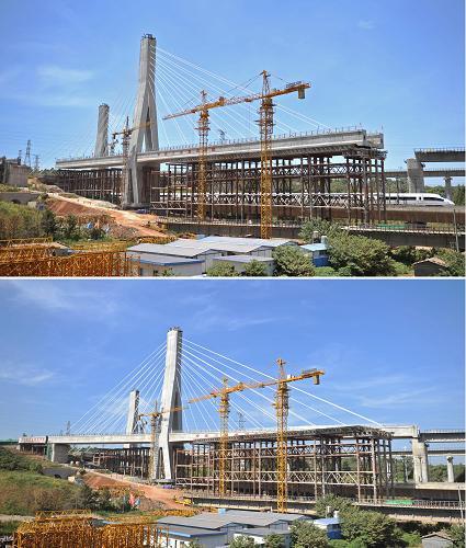 杭长高速铁路跨京广高速铁路斜拉桥 