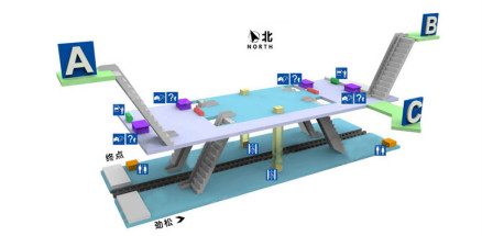 巴沟站站内立体图（10号线）