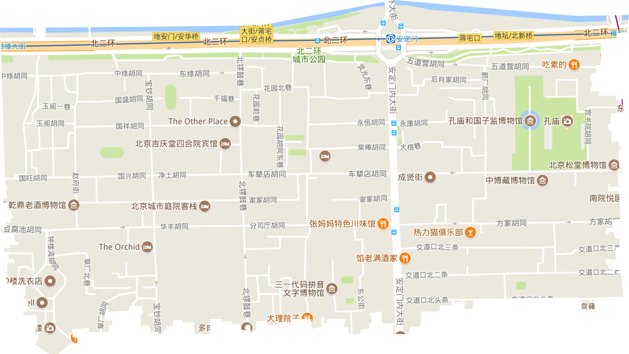 安定门街道地形图