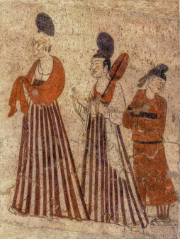 执扇捧盒侍女图