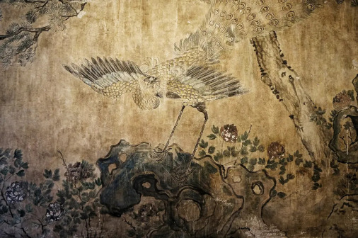 牡丹孔雀图（局部）