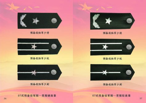 预备役陆军军衔硬肩章（07式）