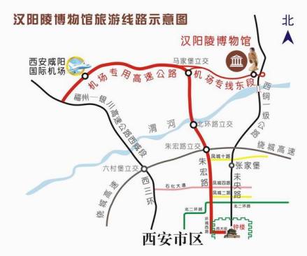 汉阳陵旅游线路示意图