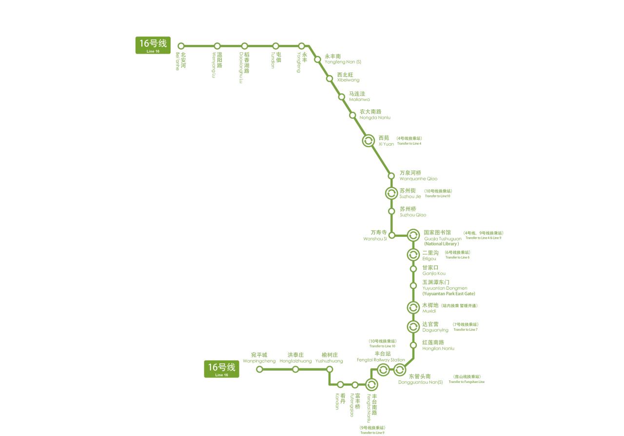 北京地铁16号线线路图