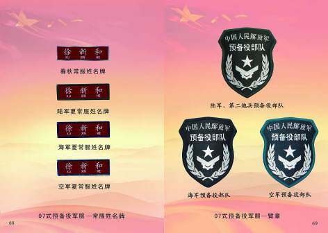 07式预备役军服常服姓名牌和臂章