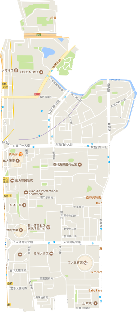 东直门街道电子地形图
