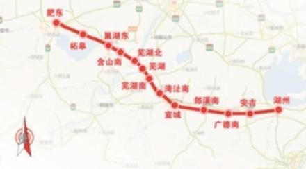 合杭高速铁路肥湖段线路走向示意图