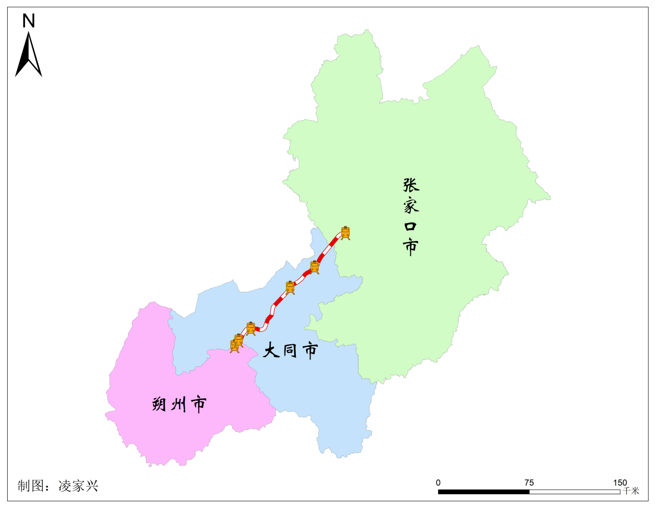 张大高速铁路整体走向示意图